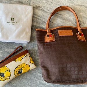 Kate Spade Handbag & NWT Wristlet Brown/Yellow